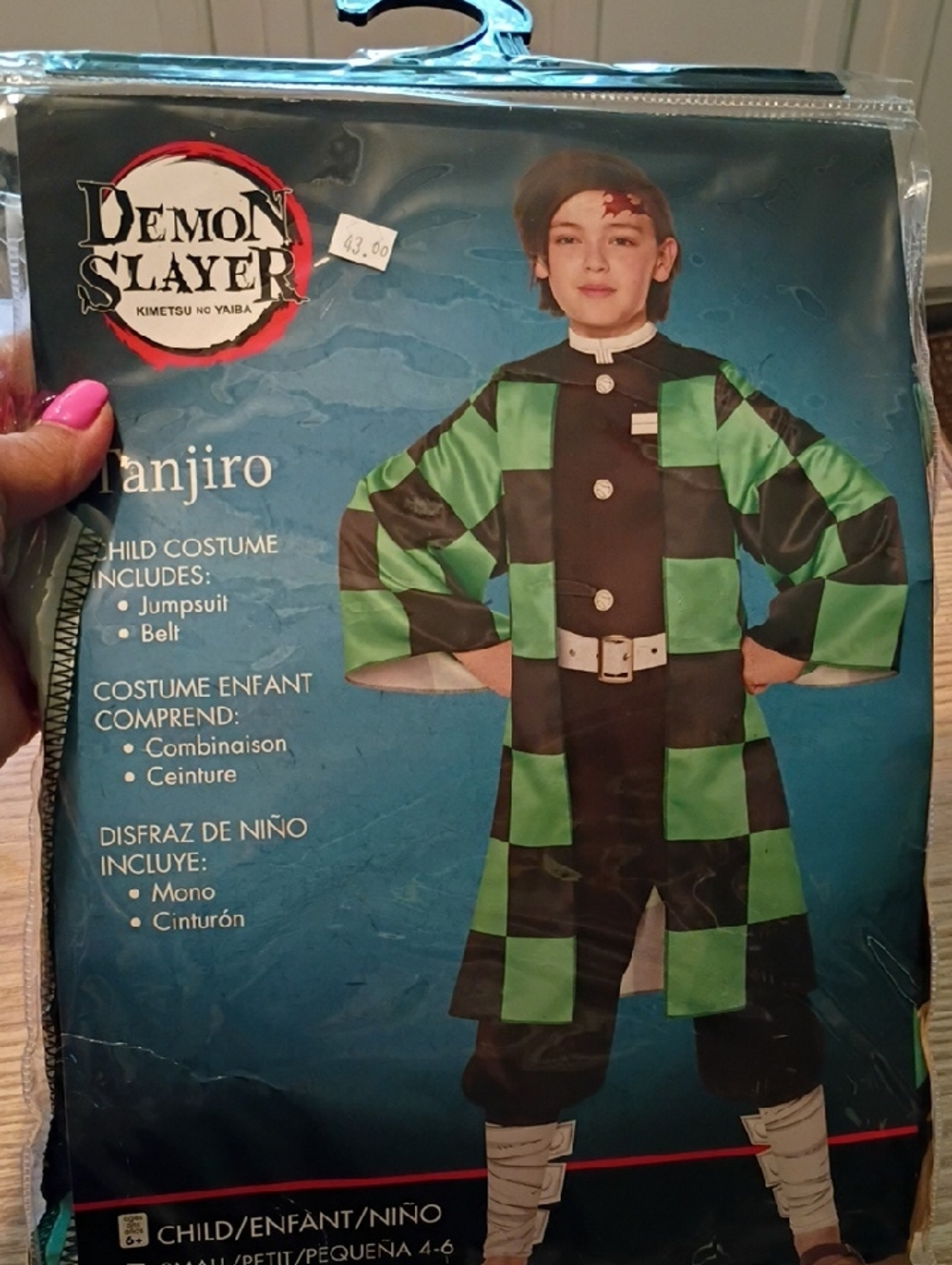 Demon Slayer Tanjiro Kids Costume - Green and Black Checkered